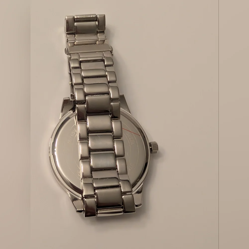 Vince Camuto Silver and Gray Watch with Orange Accents
